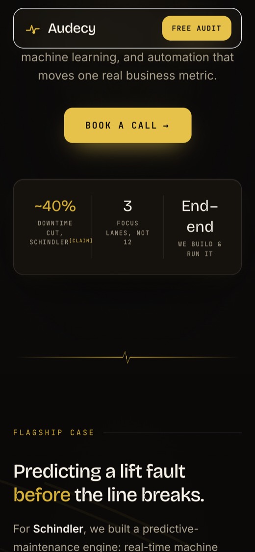 Audecy AI website on mobile